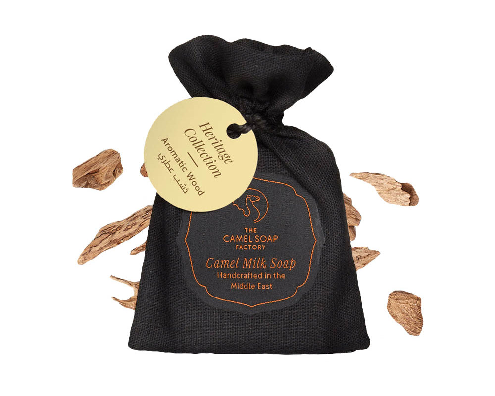 Aromatic Wood Heritage Soap Bar with ingredients front facing