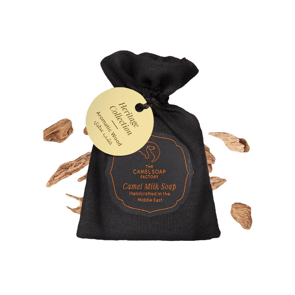 Aromatic Wood Heritage Soap Bar with ingredients front facing